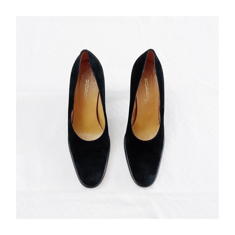 Hobbs VTG Black Suede Pump Round Toe sz39.5